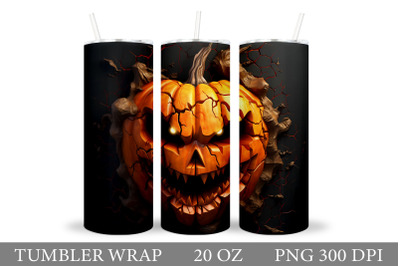 Scary Pumpkin Tumbler. Halloween Tumbler Wrap Design