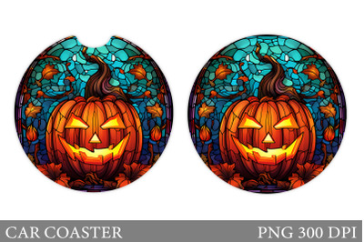 Scary Pumpkin Car Coaster. Halloween Car Coaster Design