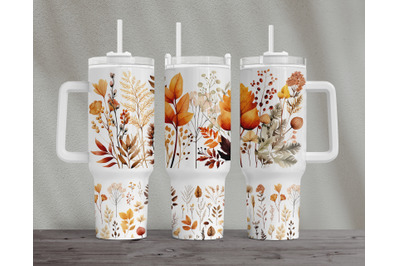 40 oz Quencher Wrap with Fall Floral Design