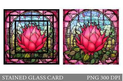 Stained Glass Pitaya Card. Stained Glass Fruit Card Design