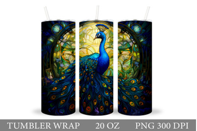 Peacock Tumbler Design. Stained Glass Tumbler Sublimation