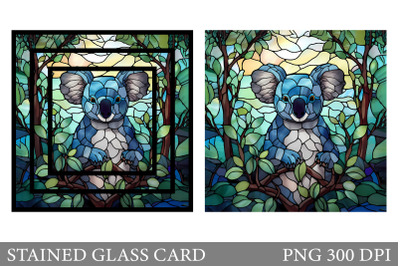 Stained Glass Koala Card. Koaka Stained Glass Card Design