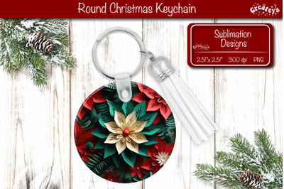 3D Christmas Keychain Sublimation Christmas Flowers print PNG Po