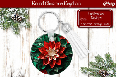 3D Christmas Keychain Sublimation Christmas Flowers print PNG Poinsett