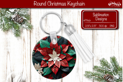 3D Christmas Keychain Sublimation Christmas Flowers print PNG Poinsett