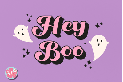 Hey Boo Retro Ghost Sublimation png and svg | spooky svg clipart | cut