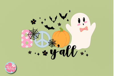 Boo Yall Cute Retro Ghost Sublimation png and svg | spooky svg clipart
