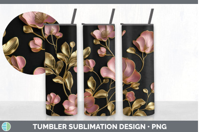 3D Elegant Sweet Pea Flowers Tumbler | Sublimation 20 oz Skinny Tumble