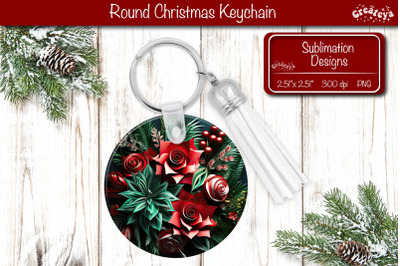 3D Christmas Keychain Sublimation Christmas Flowers print PNG Quilling