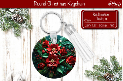 3D Christmas Keychain Sublimation Christmas Flowers QuillingPNG Poinse