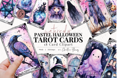 Pastel Halloween Tarot Cards Clipart