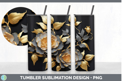 3D Elegant Camellia Flowers Tumbler | Sublimation 20 oz Skinny Tumbler