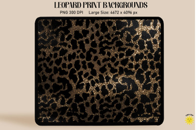 Glitter Gold Leopard Print Backgrounds