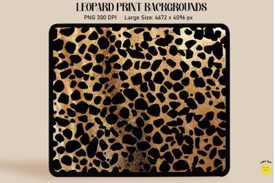 Glitter Gold Leopard Print Backgrounds