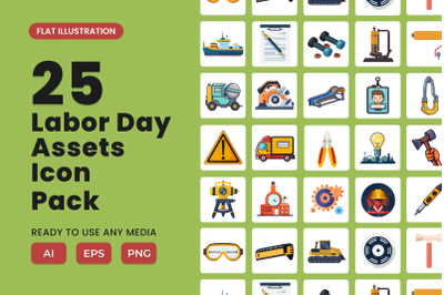 Labour Day 2D Icon Illustration Set Vol 4