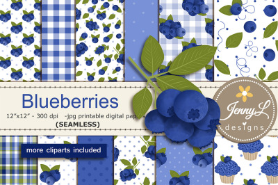 Blueberries Seamless Digital Papers