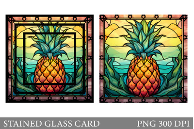 Stained Glass Pineapple Card. Stained Glass Fruit Card