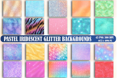 Pastel Iridescent Glitter Backgrounds Bundle