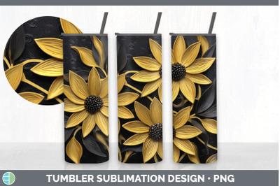 3D Black-eyed Susan Flowers Tumbler | Sublimation 20 oz Skinny Tumbler