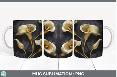 3D Calla Lily Flowers Mug Wrap | Sublimation Coffee Cup Design