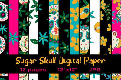 12 Sugar Skull Seamless Pattern