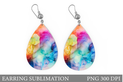 Watercolor Rainbow Teardrop Earring. Abstract Earring Design