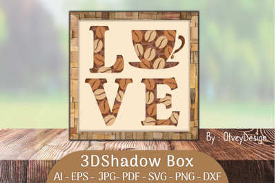 3D Shadow Box Love Coffee Layered