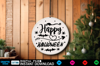 Happy Halloween Round Sign Svg Design