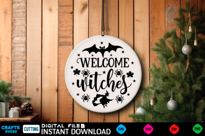 Welcome witches Round Sign Svg Design