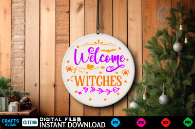 Welcome Witches Round Sign Svg Design