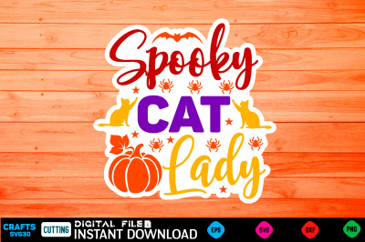 Spooky cat lady Sticker Design