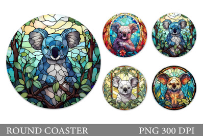 Stained Glass Koala Coaster. Koala Round Coaster Sublimation