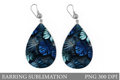 Tropical Leaves Teardrop Earring. 3D Leaves Earring Design