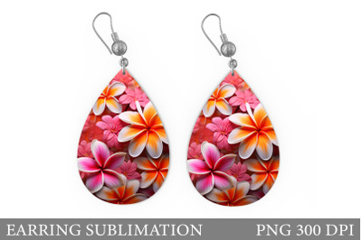 3D Flowers Teardrop Earring. Tropical Flowers Earring Design