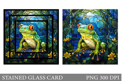 Stained Glass Frog Card. Frog Stained Glass Card Design