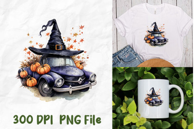 Halloween Get In Car Witch Hat Pumpkin