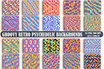 Groovy Retro Psychedelic Backgrounds Bundle