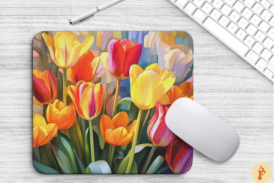 Beautiful Multicolored Tulips Mouse Pad