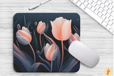 Simple Tulips Art Mouse Pad Design