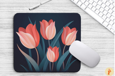 Simple Tulips Art Mouse Pad Design