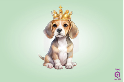 Beagle Dog Wearing Crown