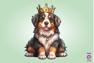 Bernese Mountain Dog Wearing Crown