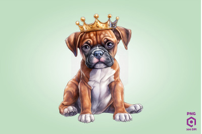 Boxer Dog Wearing Crown