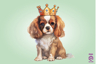 Cavalier Dog Wearing Crown