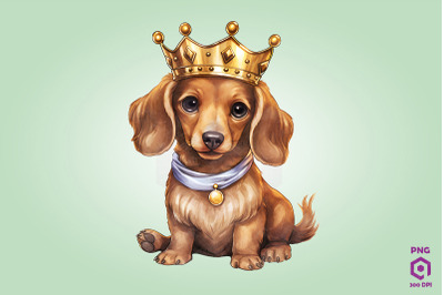 Dachshund Dog Wearing Crown