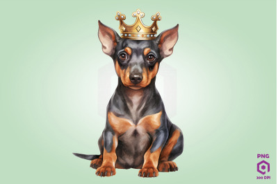 Doberman Pinscher Dog Wearing Crown