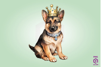 German Shepherd Dog Wearing Crown