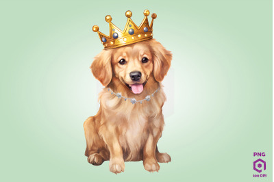 Golden Retriever Dog Wearing Crown