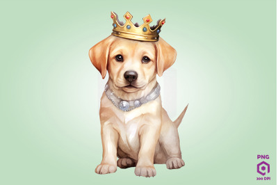 Labrador Retriever Dog Wearing Crown