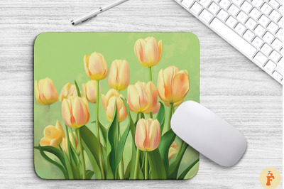 Delicate Spring Tulips Mouse Pad Design